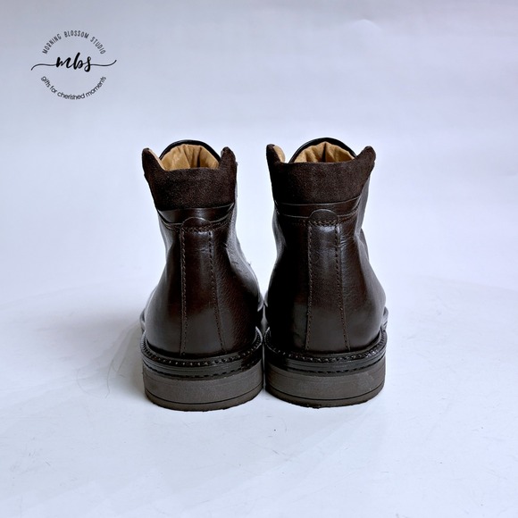 Doppelgänger Roma Made in Italy Leather Lace Up Ankle Boots Brown Men 7.5 - Picture 3 of 14